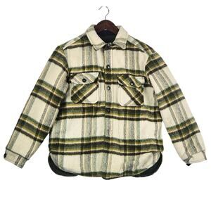 Lee Wald Weatherpal Plaid Wool Shirt Jacket Men's M Fleece Lined Vintage